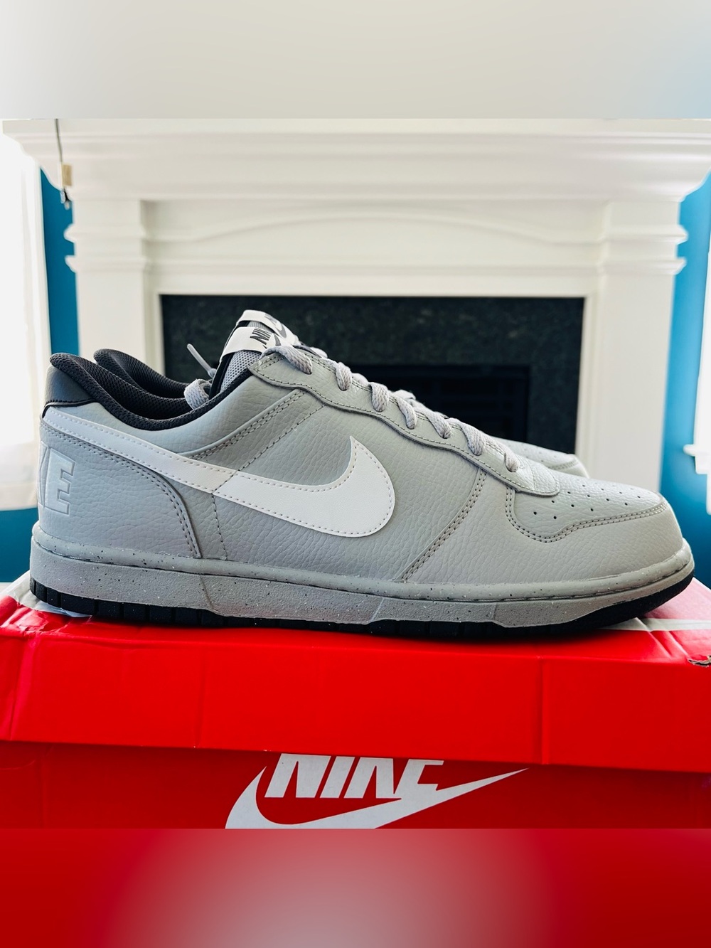 Sz 11.5 Nike Big Low Sneakers Mens Light Smoke Grey Summit White 315275 017